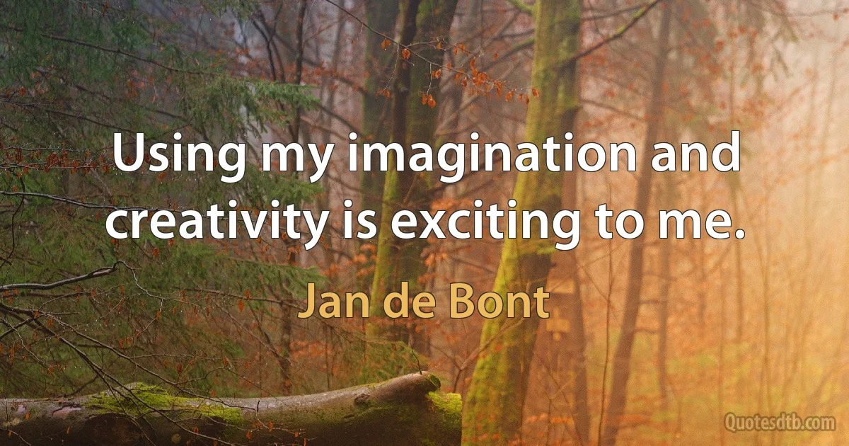 Using my imagination and creativity is exciting to me. (Jan de Bont)