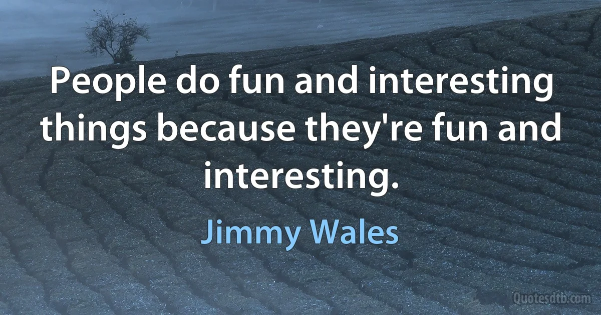 People do fun and interesting things because they're fun and interesting. (Jimmy Wales)