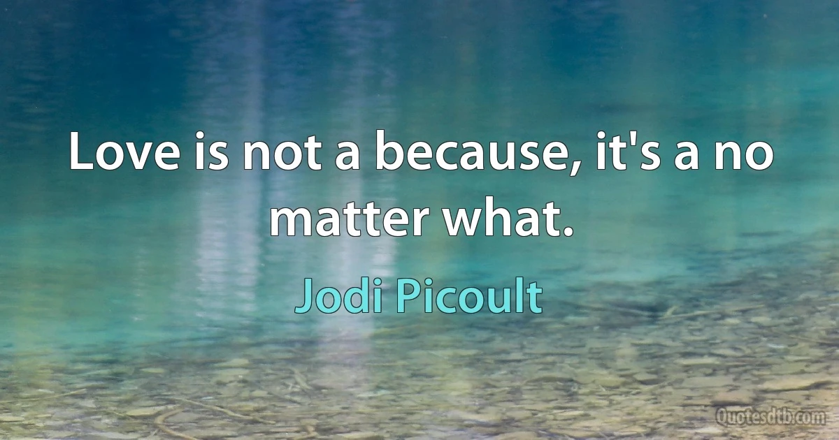 Love is not a because, it's a no matter what. (Jodi Picoult)