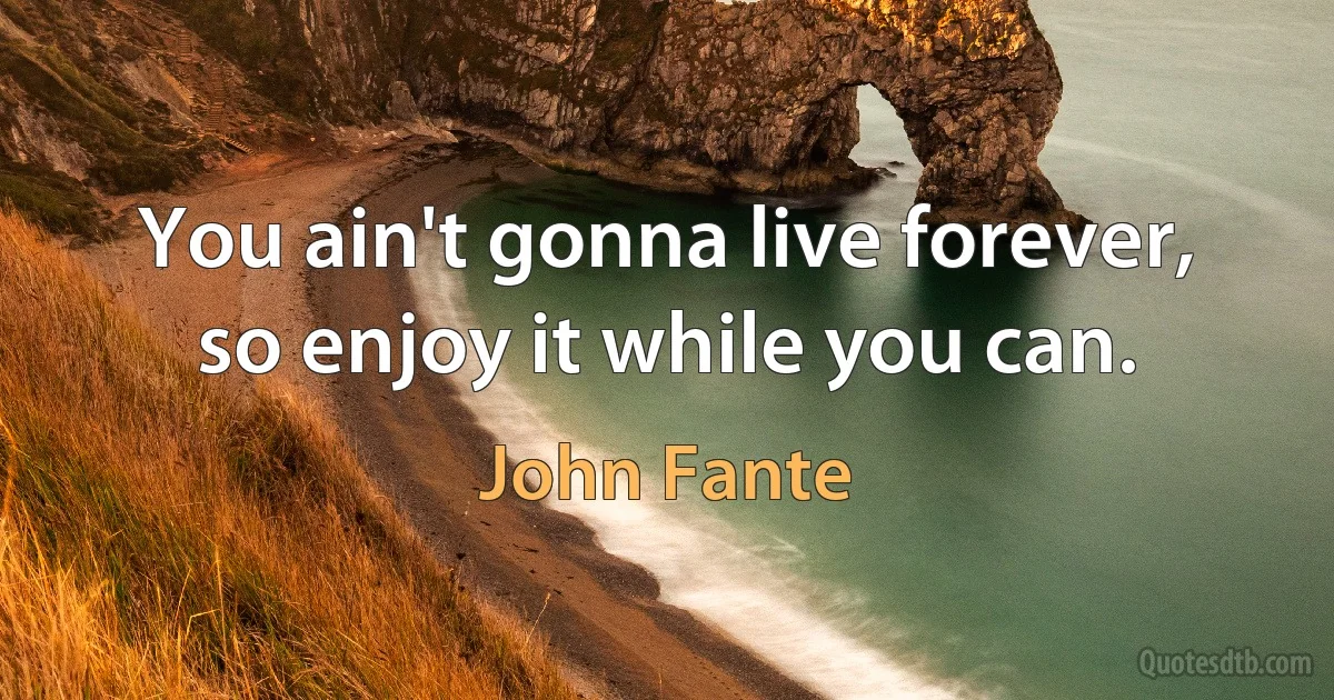 You ain't gonna live forever, so enjoy it while you can. (John Fante)