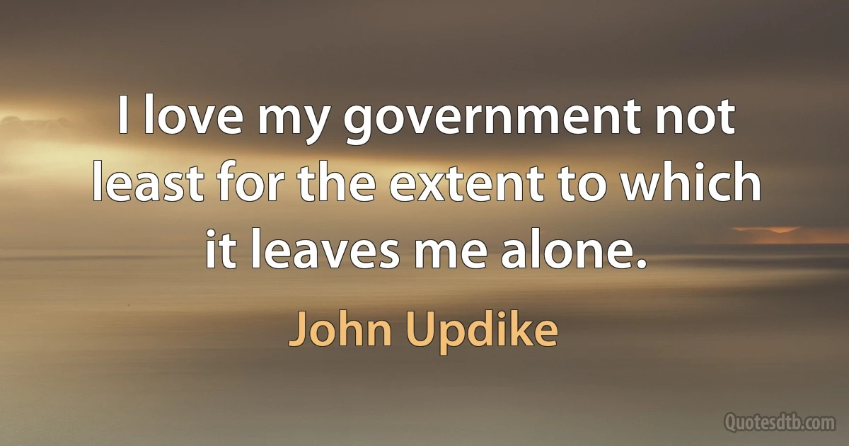 I love my government not least for the extent to which it leaves me alone. (John Updike)