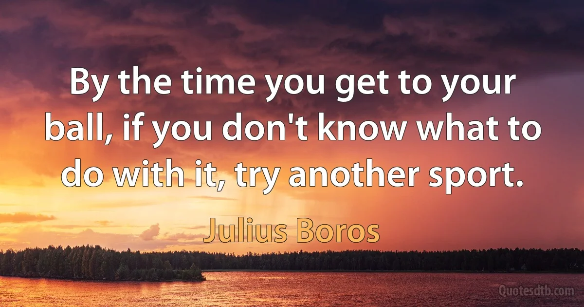 By the time you get to your ball, if you don't know what to do with it, try another sport. (Julius Boros)