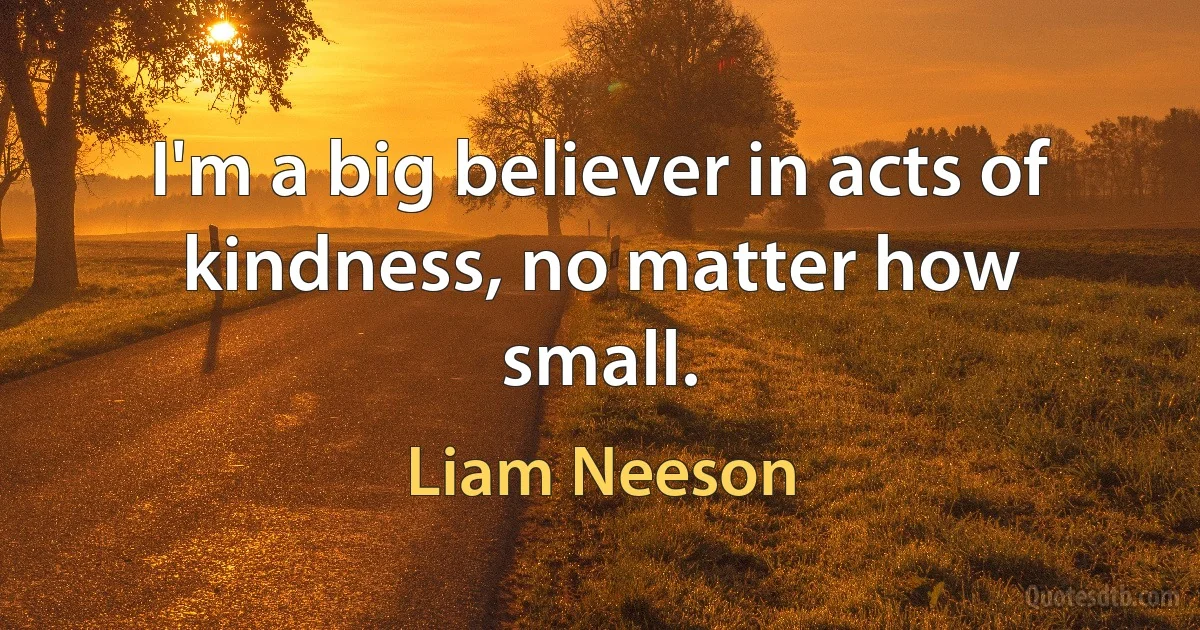 I'm a big believer in acts of kindness, no matter how small. (Liam Neeson)