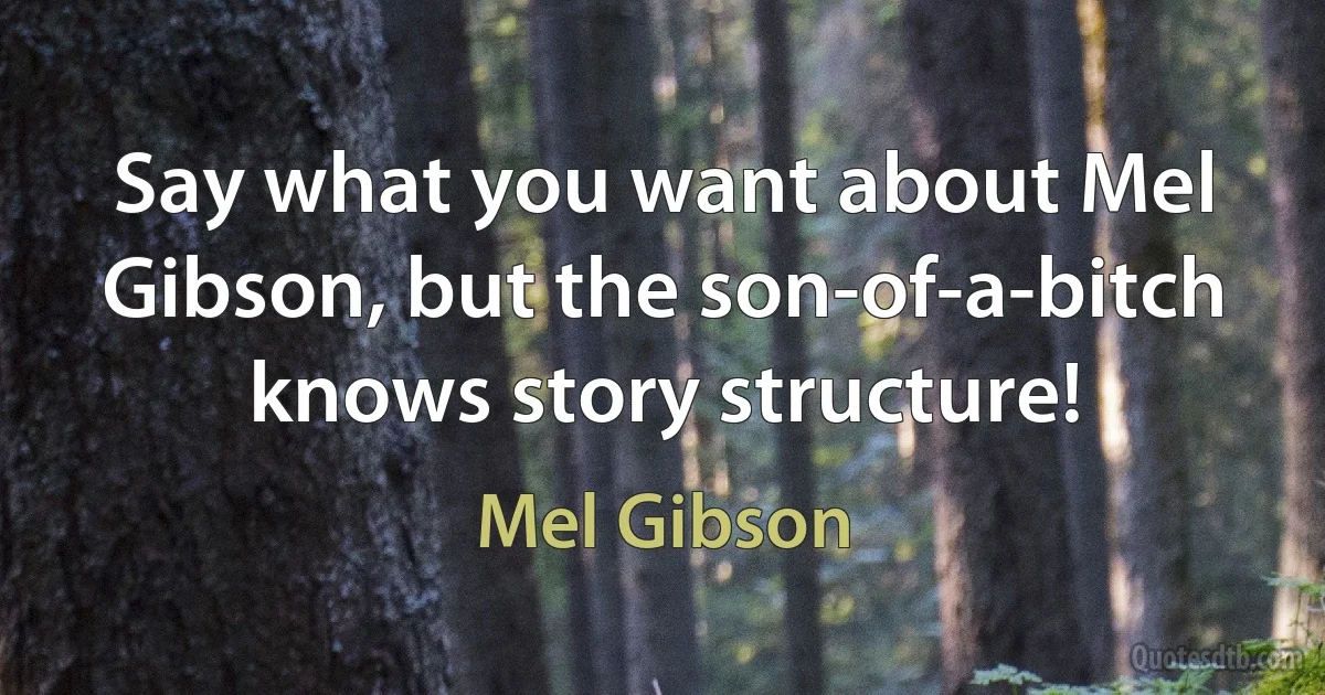 Say what you want about Mel Gibson, but the son-of-a-bitch knows story structure! (Mel Gibson)