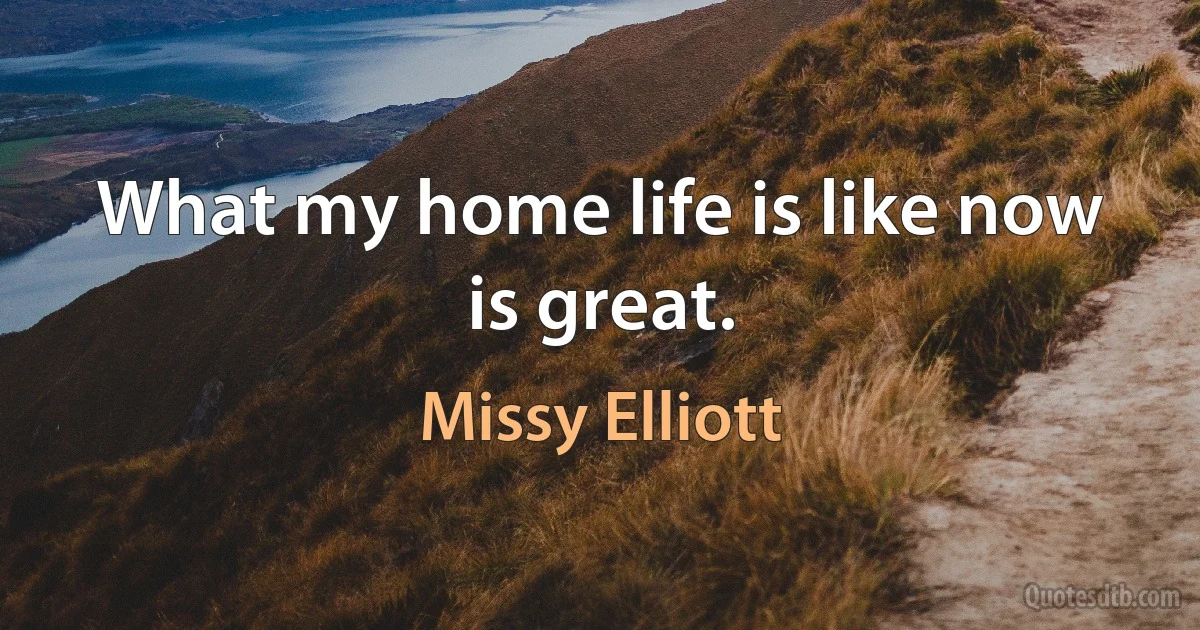 What my home life is like now is great. (Missy Elliott)