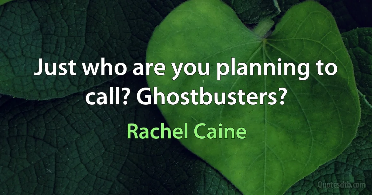 Just who are you planning to call? Ghostbusters? (Rachel Caine)