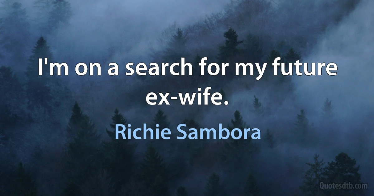 I'm on a search for my future ex-wife. (Richie Sambora)