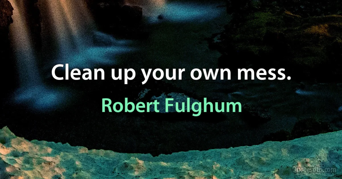 Clean up your own mess. (Robert Fulghum)