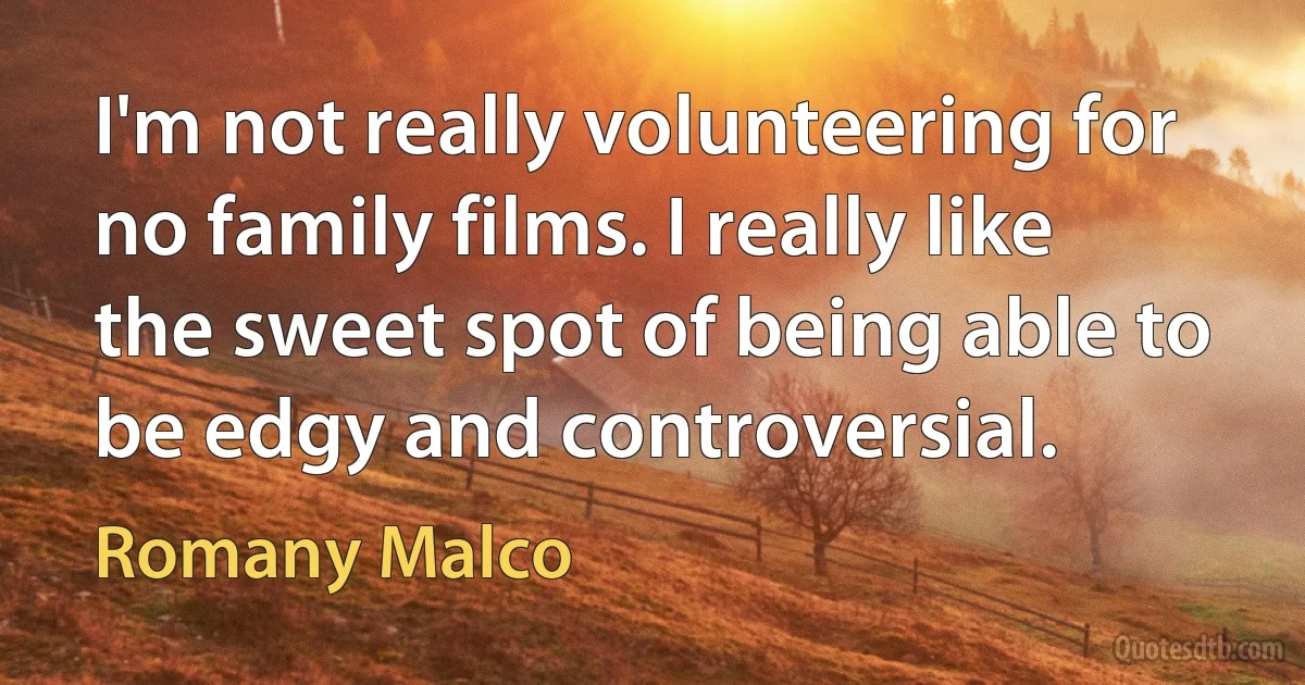 I'm not really volunteering for no family films. I really like the sweet spot of being able to be edgy and controversial. (Romany Malco)