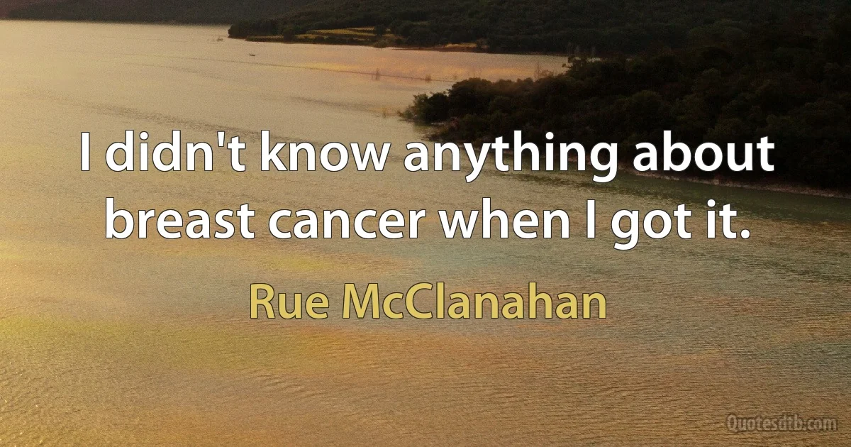 I didn't know anything about breast cancer when I got it. (Rue McClanahan)