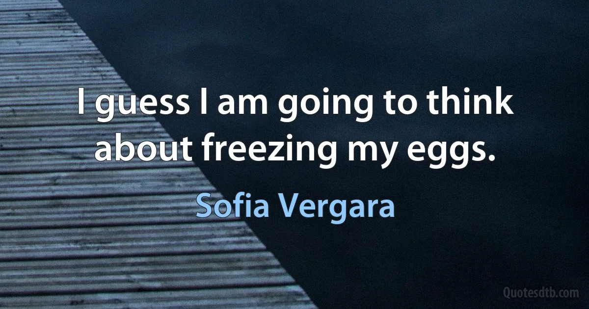 I guess I am going to think about freezing my eggs. (Sofia Vergara)