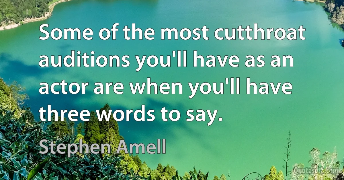 Some of the most cutthroat auditions you'll have as an actor are when you'll have three words to say. (Stephen Amell)