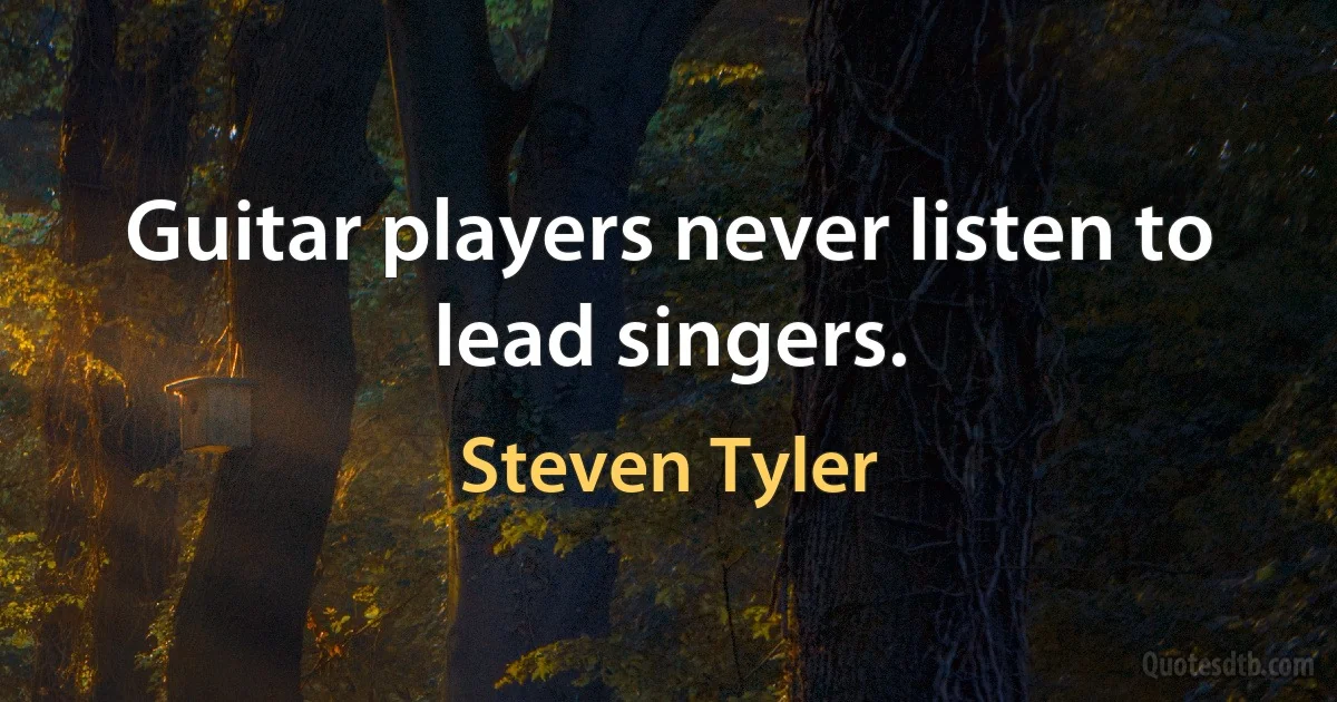 Guitar players never listen to lead singers. (Steven Tyler)