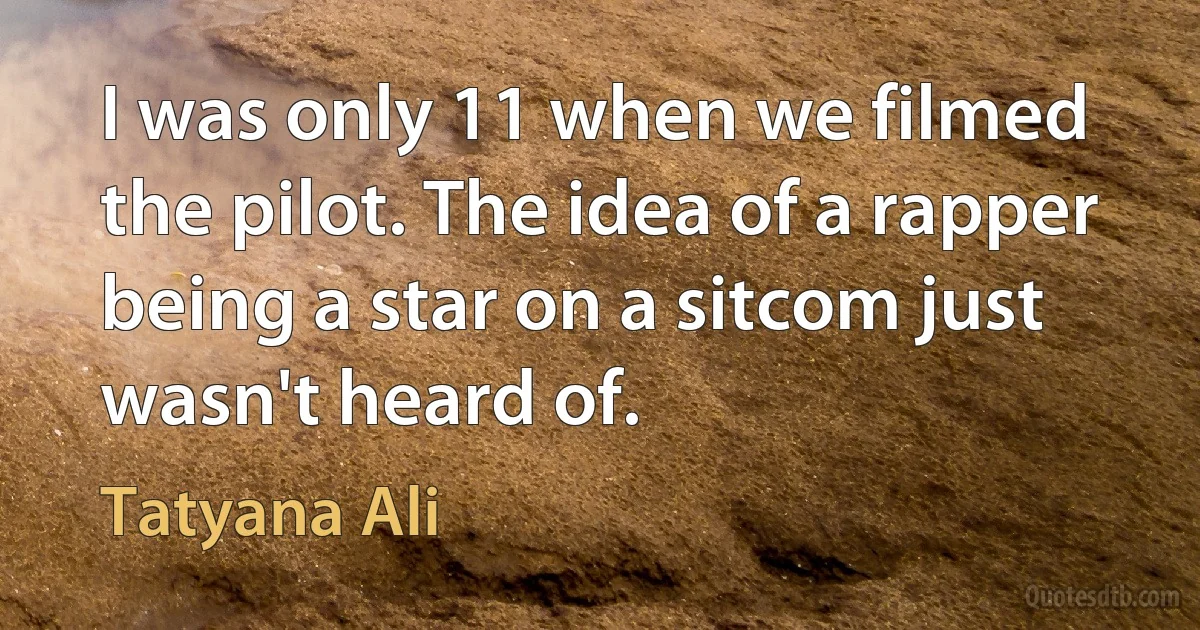 I was only 11 when we filmed the pilot. The idea of a rapper being a star on a sitcom just wasn't heard of. (Tatyana Ali)