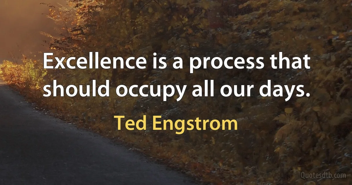 Excellence is a process that should occupy all our days. (Ted Engstrom)