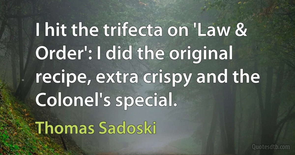 I hit the trifecta on 'Law & Order': I did the original recipe, extra crispy and the Colonel's special. (Thomas Sadoski)