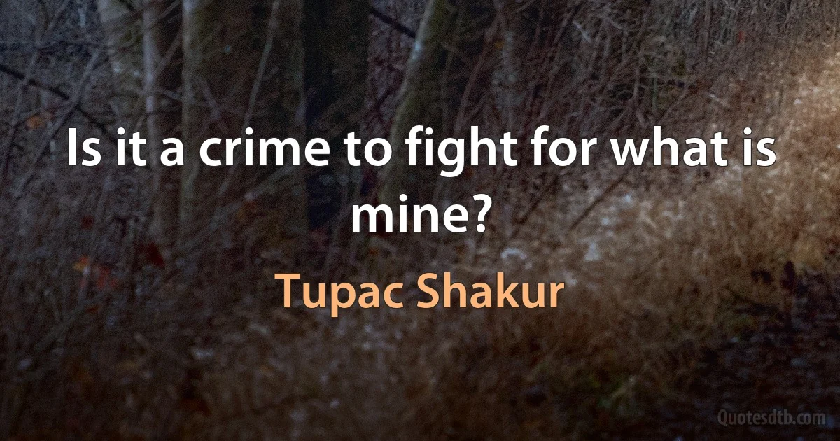 Is it a crime to fight for what is mine? (Tupac Shakur)