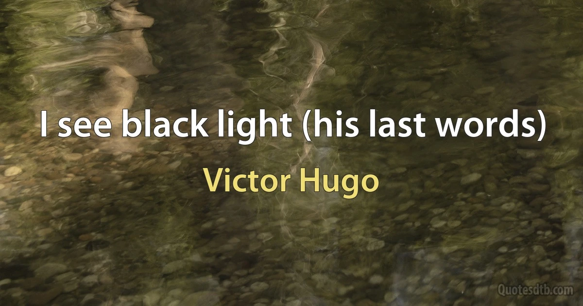 I see black light (his last words) (Victor Hugo)