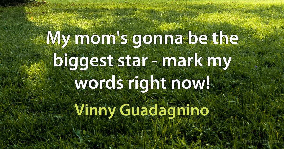 My mom's gonna be the biggest star - mark my words right now! (Vinny Guadagnino)