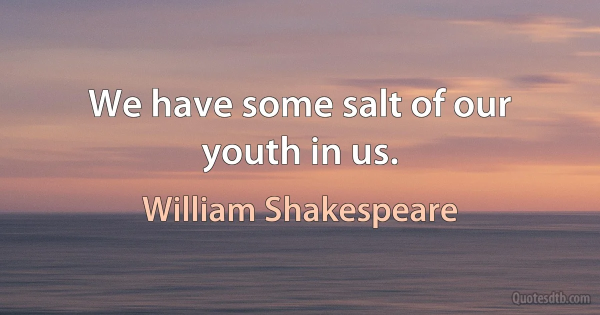 We have some salt of our youth in us. (William Shakespeare)