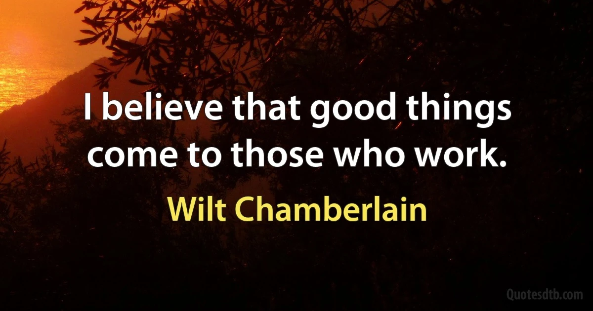 I believe that good things come to those who work. (Wilt Chamberlain)