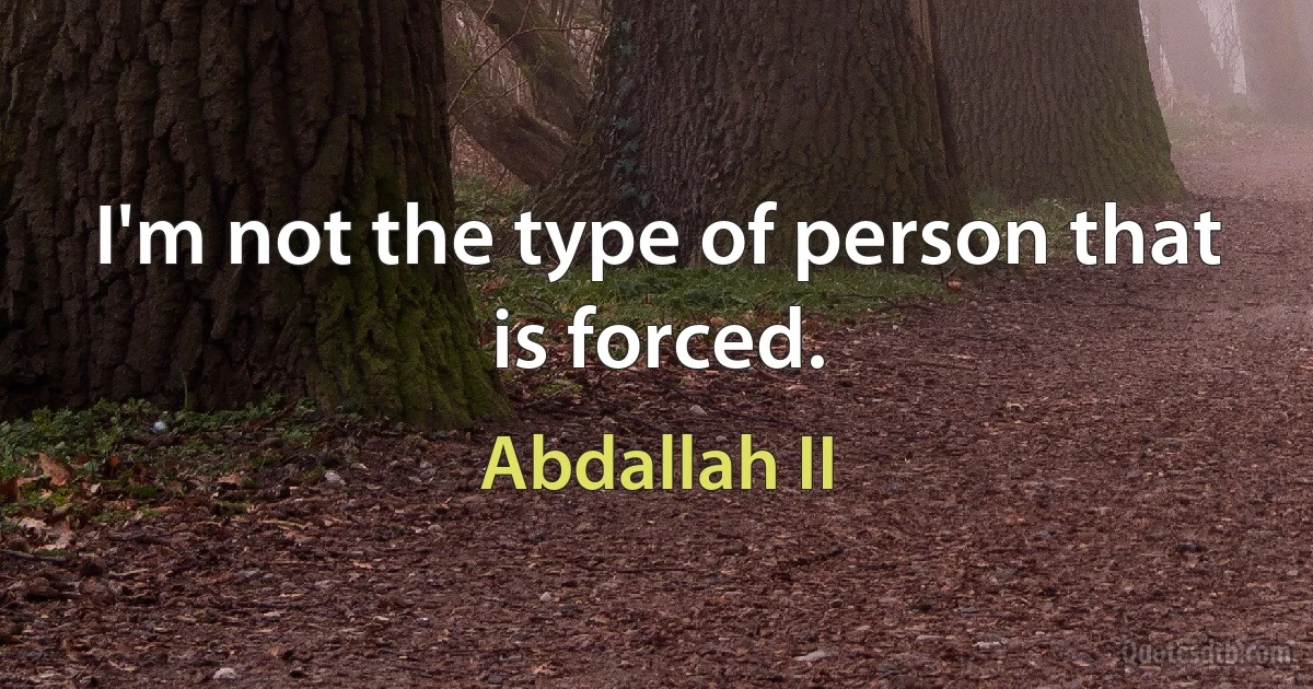 I'm not the type of person that is forced. (Abdallah II)