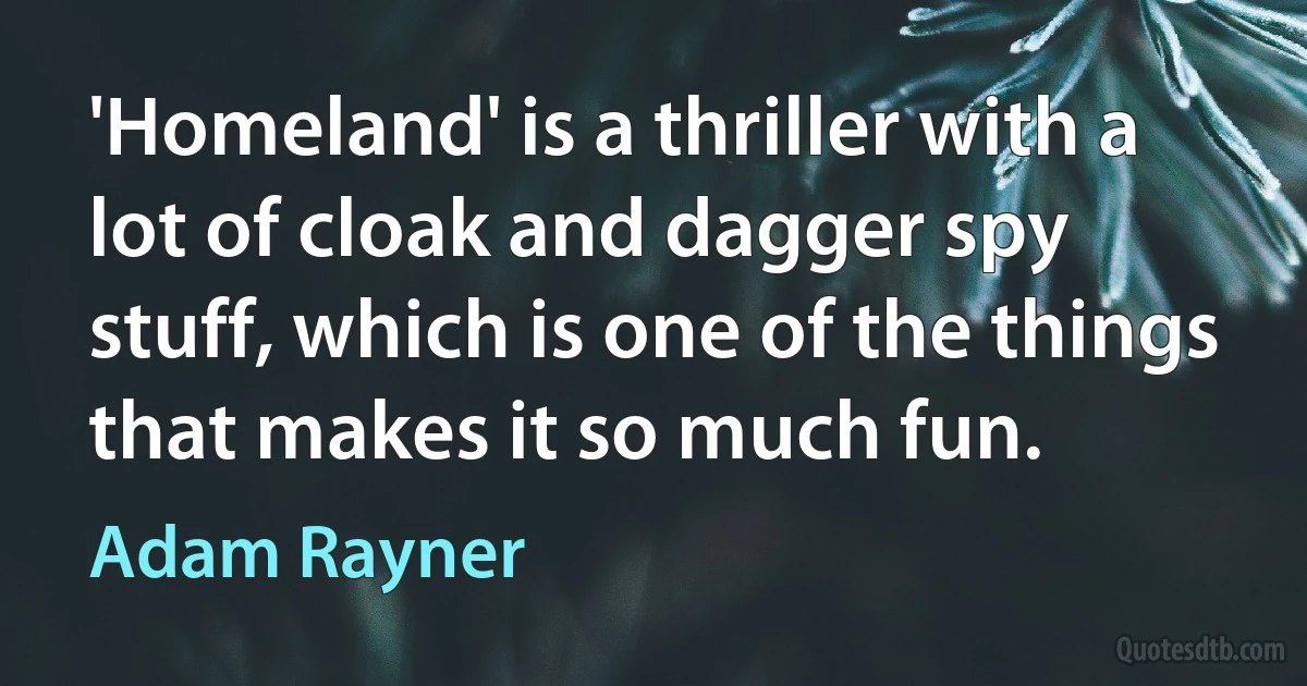 'Homeland' is a thriller with a lot of cloak and dagger spy stuff, which is one of the things that makes it so much fun. (Adam Rayner)