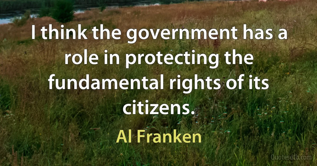 I think the government has a role in protecting the fundamental rights of its citizens. (Al Franken)