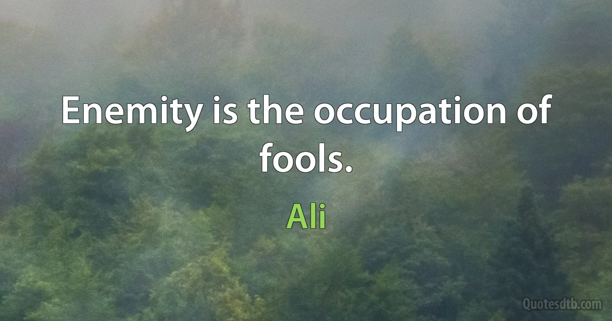 Enemity is the occupation of fools. (Ali)