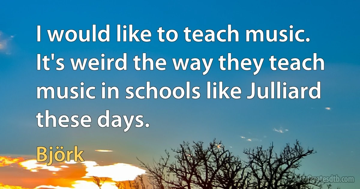 I would like to teach music. It's weird the way they teach music in schools like Julliard these days. (Björk)