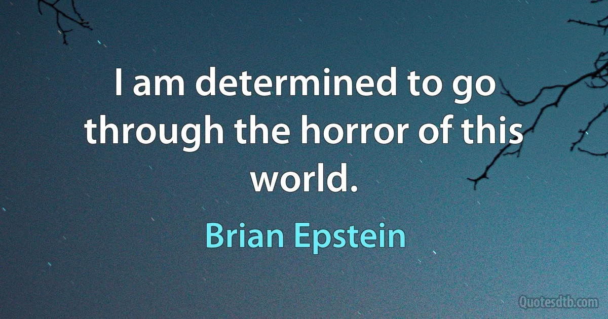 I am determined to go through the horror of this world. (Brian Epstein)