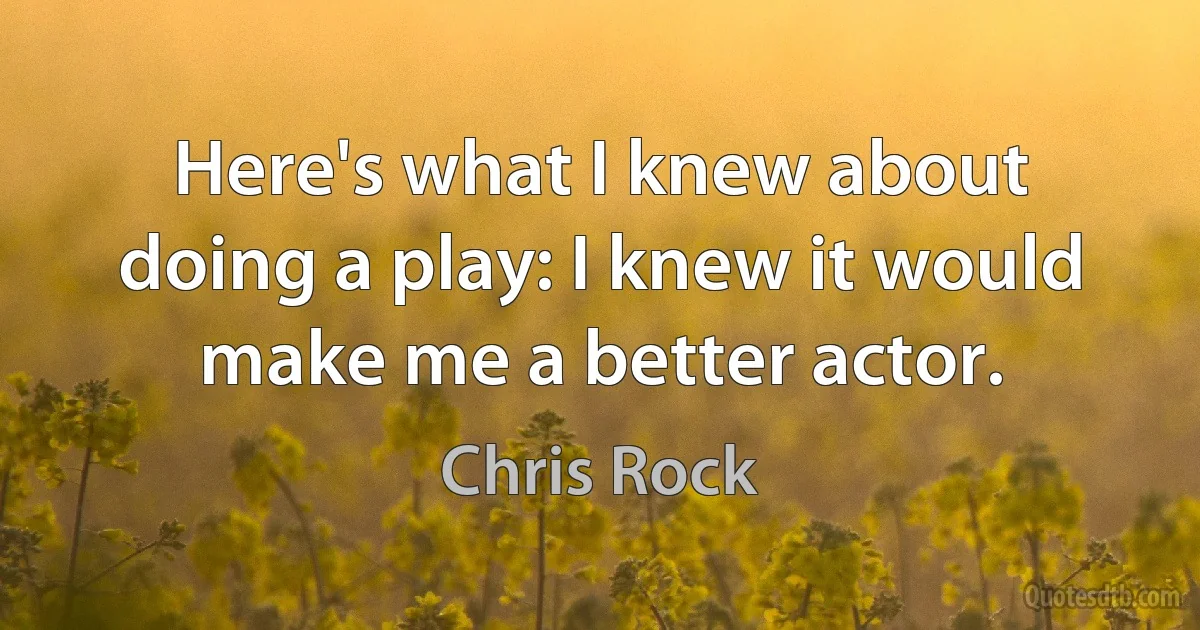 Here's what I knew about doing a play: I knew it would make me a better actor. (Chris Rock)