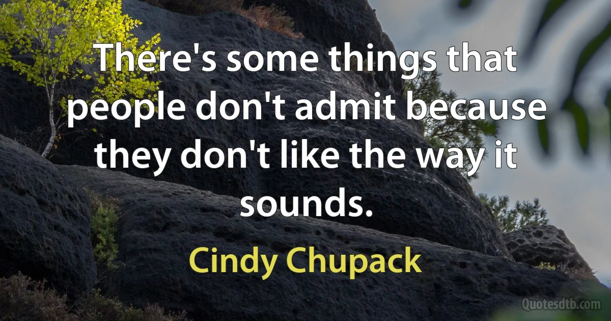 There's some things that people don't admit because they don't like the way it sounds. (Cindy Chupack)