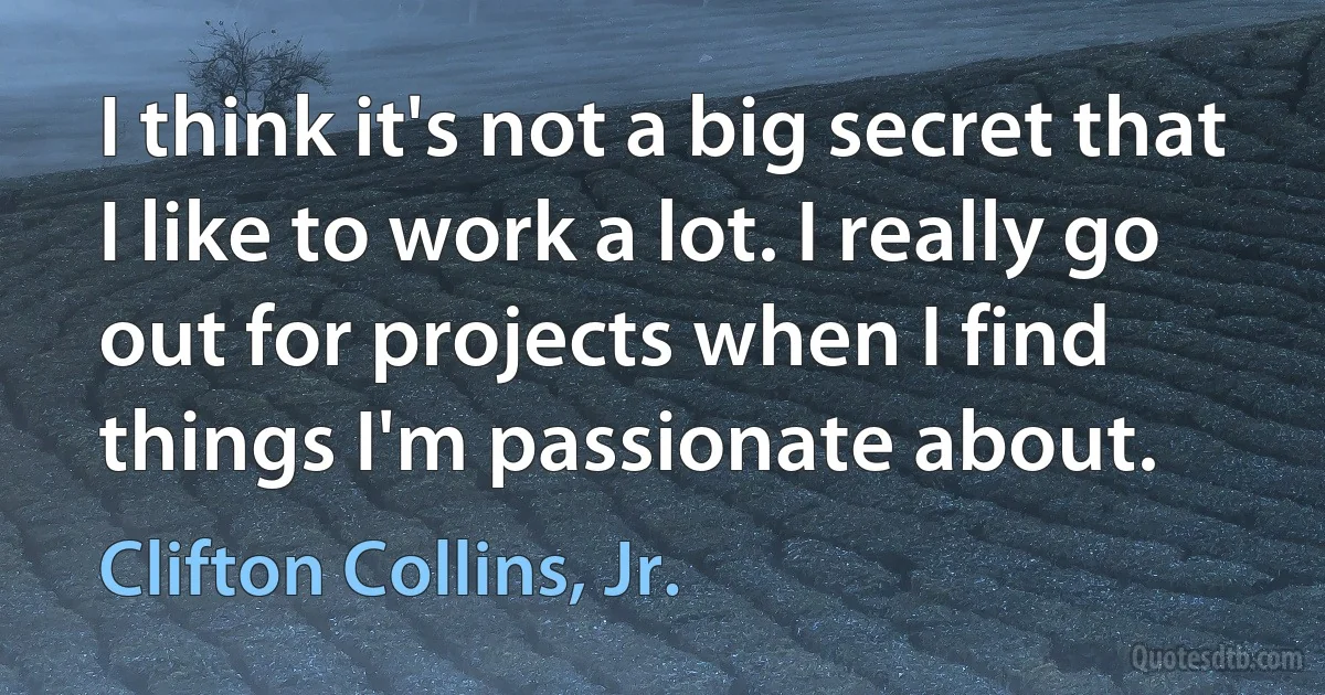 I think it's not a big secret that I like to work a lot. I really go out for projects when I find things I'm passionate about. (Clifton Collins, Jr.)