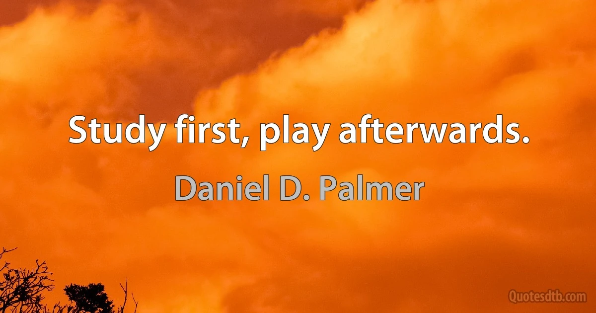 Study first, play afterwards. (Daniel D. Palmer)