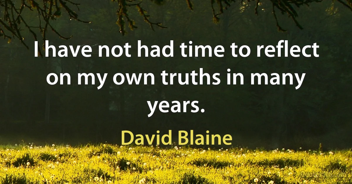 I have not had time to reflect on my own truths in many years. (David Blaine)