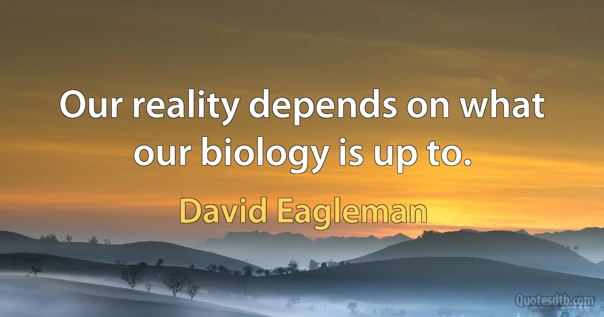 Our reality depends on what our biology is up to. (David Eagleman)