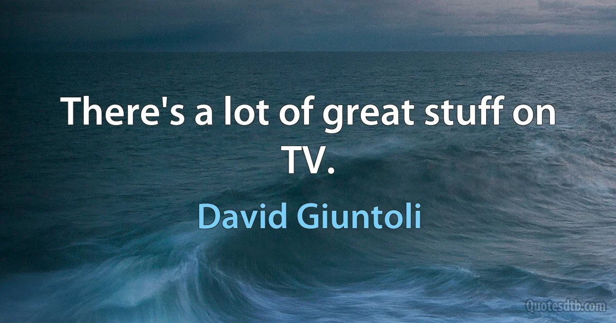 There's a lot of great stuff on TV. (David Giuntoli)