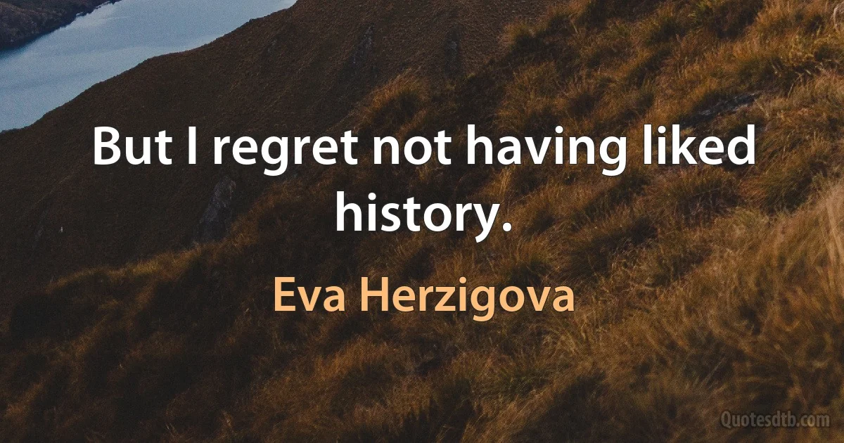 But I regret not having liked history. (Eva Herzigova)