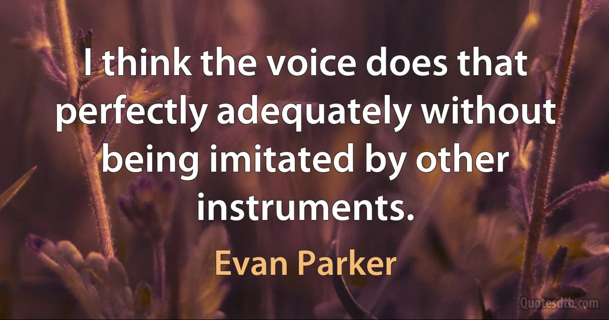 I think the voice does that perfectly adequately without being imitated by other instruments. (Evan Parker)