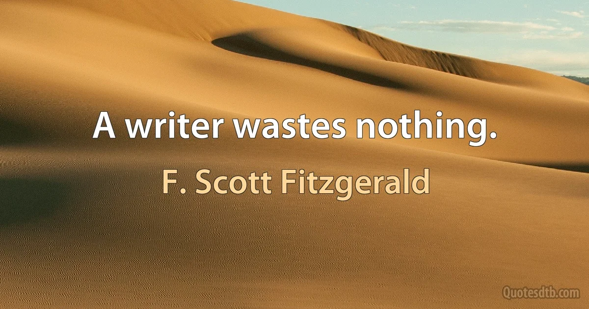 A writer wastes nothing. (F. Scott Fitzgerald)