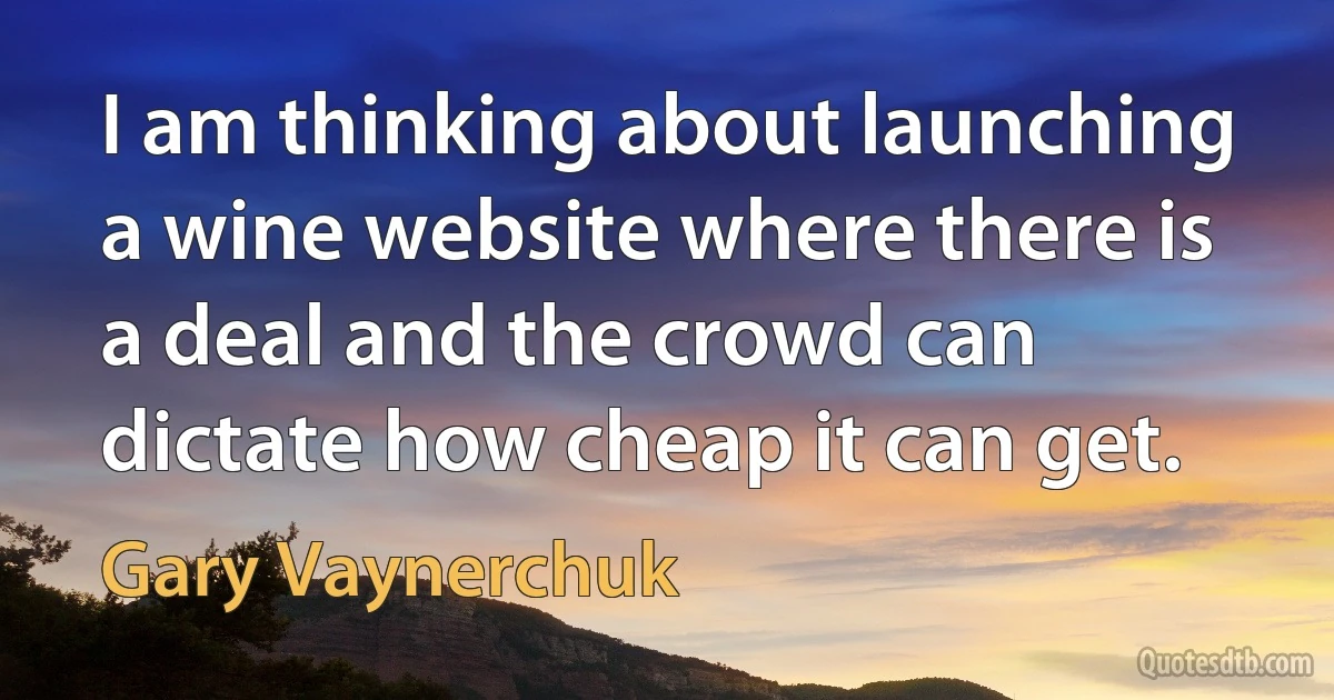 I am thinking about launching a wine website where there is a deal and the crowd can dictate how cheap it can get. (Gary Vaynerchuk)