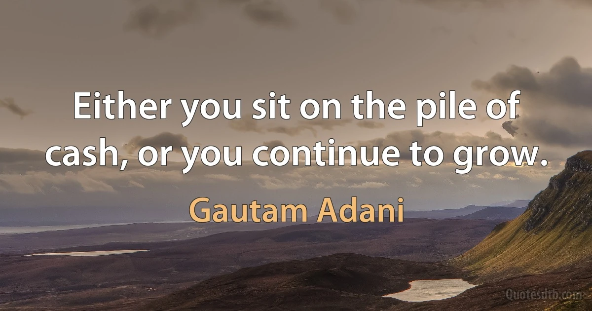 Either you sit on the pile of cash, or you continue to grow. (Gautam Adani)