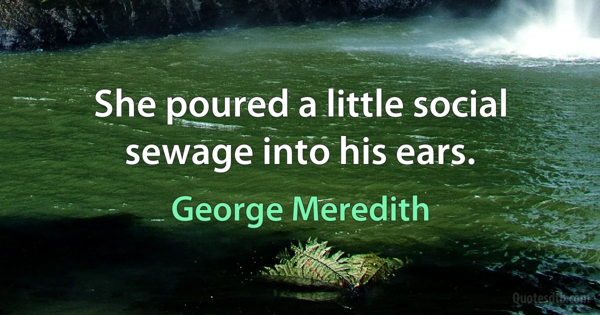 She poured a little social sewage into his ears. (George Meredith)