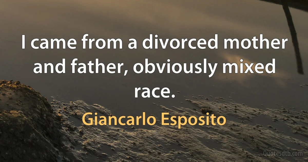 I came from a divorced mother and father, obviously mixed race. (Giancarlo Esposito)