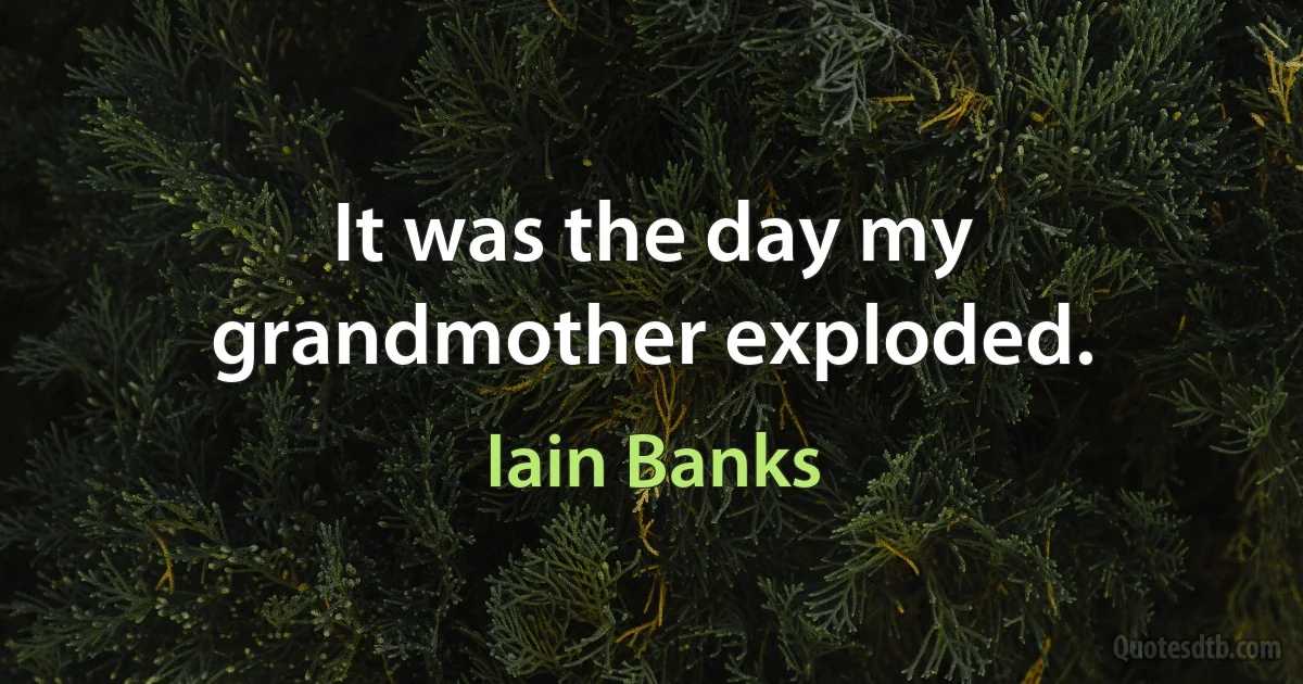 It was the day my grandmother exploded. (Iain Banks)