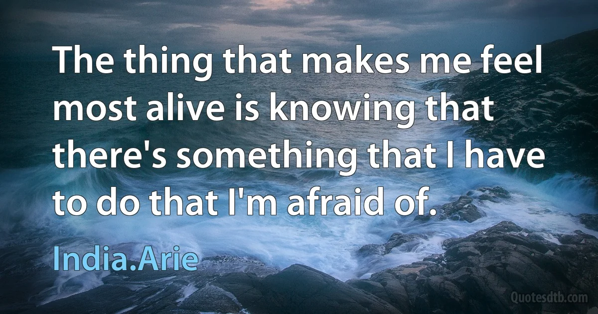 The thing that makes me feel most alive is knowing that there's something that I have to do that I'm afraid of. (India.Arie)