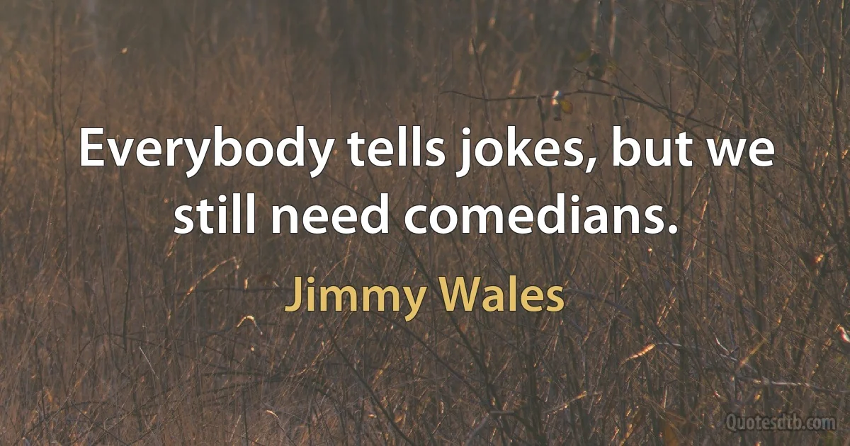 Everybody tells jokes, but we still need comedians. (Jimmy Wales)