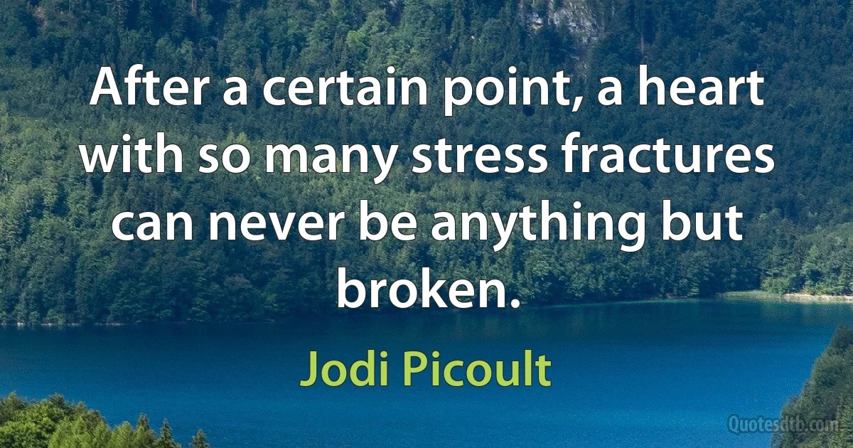 After a certain point, a heart with so many stress fractures can never be anything but broken. (Jodi Picoult)