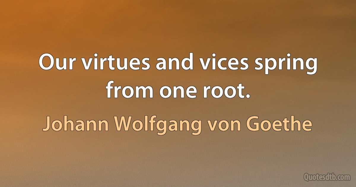 Our virtues and vices spring from one root. (Johann Wolfgang von Goethe)